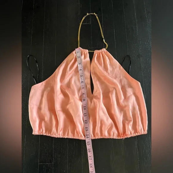 H&M Peach Satin Halter Camisole with Gold Strap - Picture 6 of 8